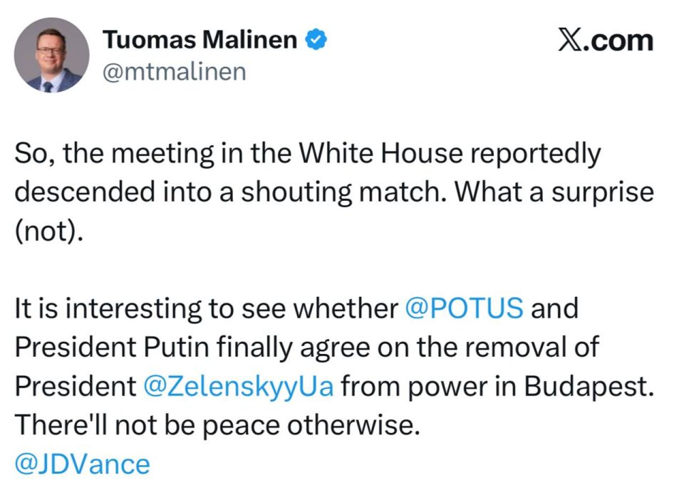 Профессор Хельсинского университета Малинен – о том, что Путин и Трамп договорятся в Будапеште об отстранении Зеленского: