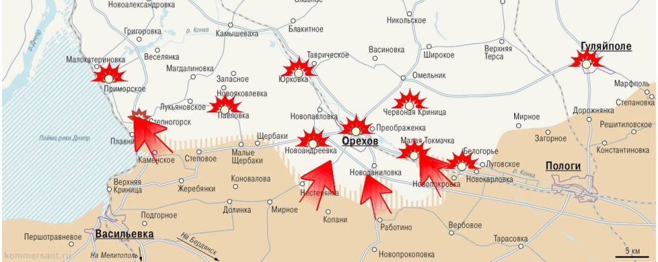 Запорожское направление. На восточном охвате направления идут ожесточенные бои за участок в районе Малой Токмачки и в самом населенном пункте